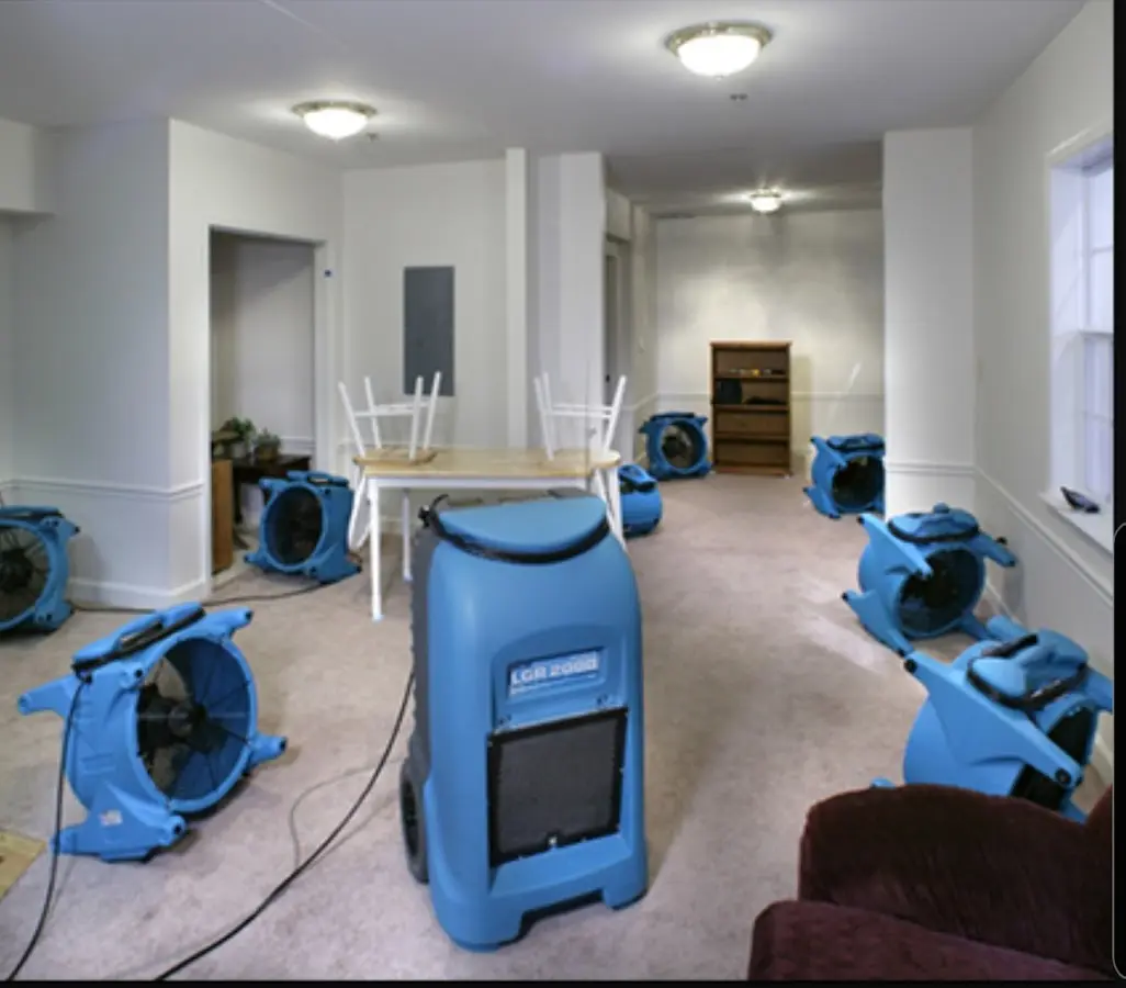Air movers and dehumidifier setup for Water Extraction & Removal in Merrifield